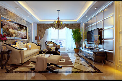 临沂市蓝钻庄园160平方四室两厅欧式风格装修效果图案例